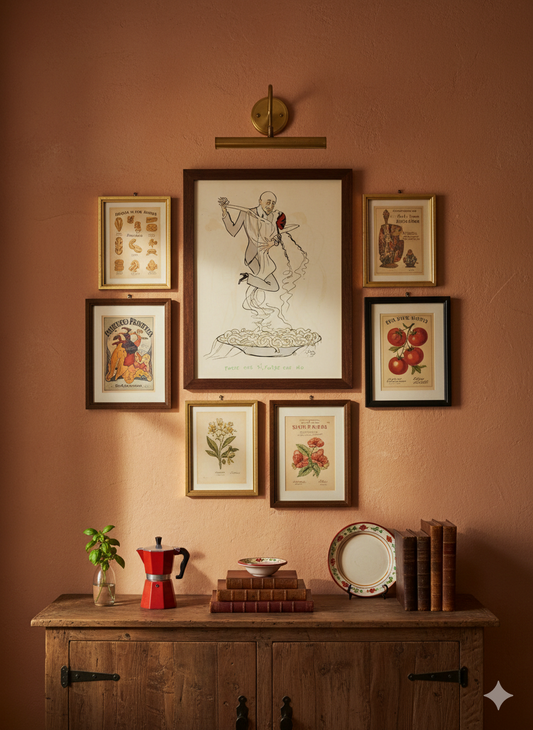 "Forse che si, forse che no" spaghetti illustration print (1913) by Georges Goursat aka SEM