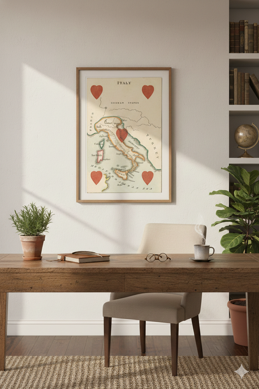 Vintage Italian playing card print (c1850s) by William and Henry Rock