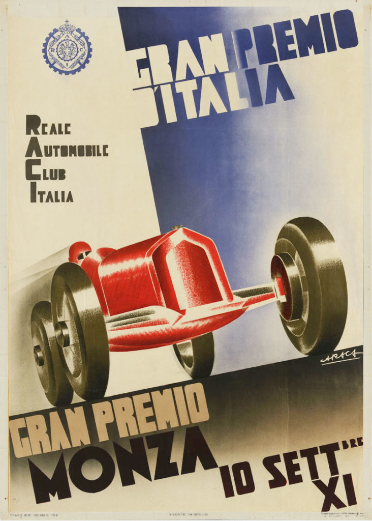 Vintage Monza Gran Premio poster print (c1930s) by Enzo Forlivesi Montanari