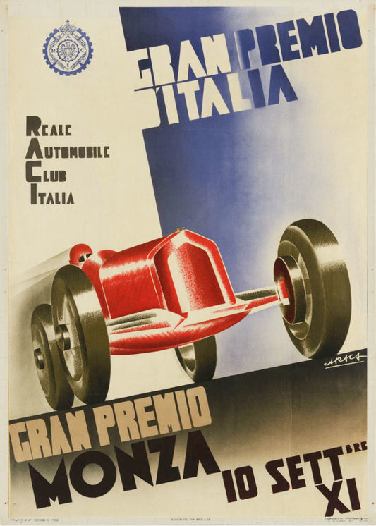 Vintage Monza Gran Premio poster print (c1930s) by Enzo Forlivesi Montanari