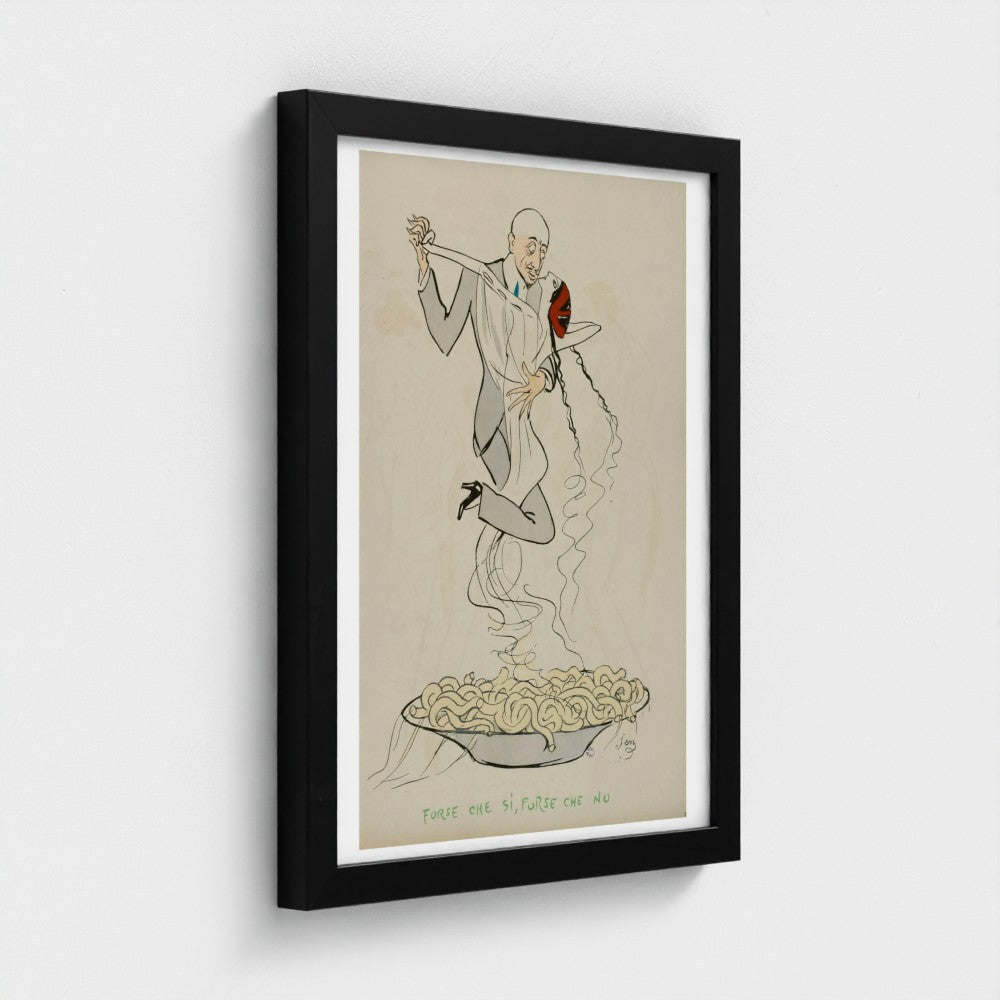 "Forse che si, forse che no" spaghetti illustration print (1913) by Georges Goursat aka SEM