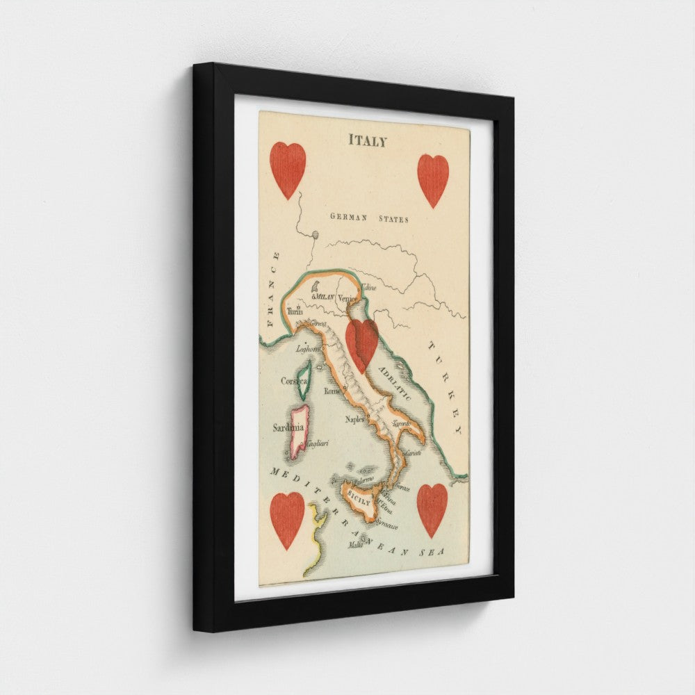 Vintage Italian  playing card print (c1850s) by William and Henry Rock