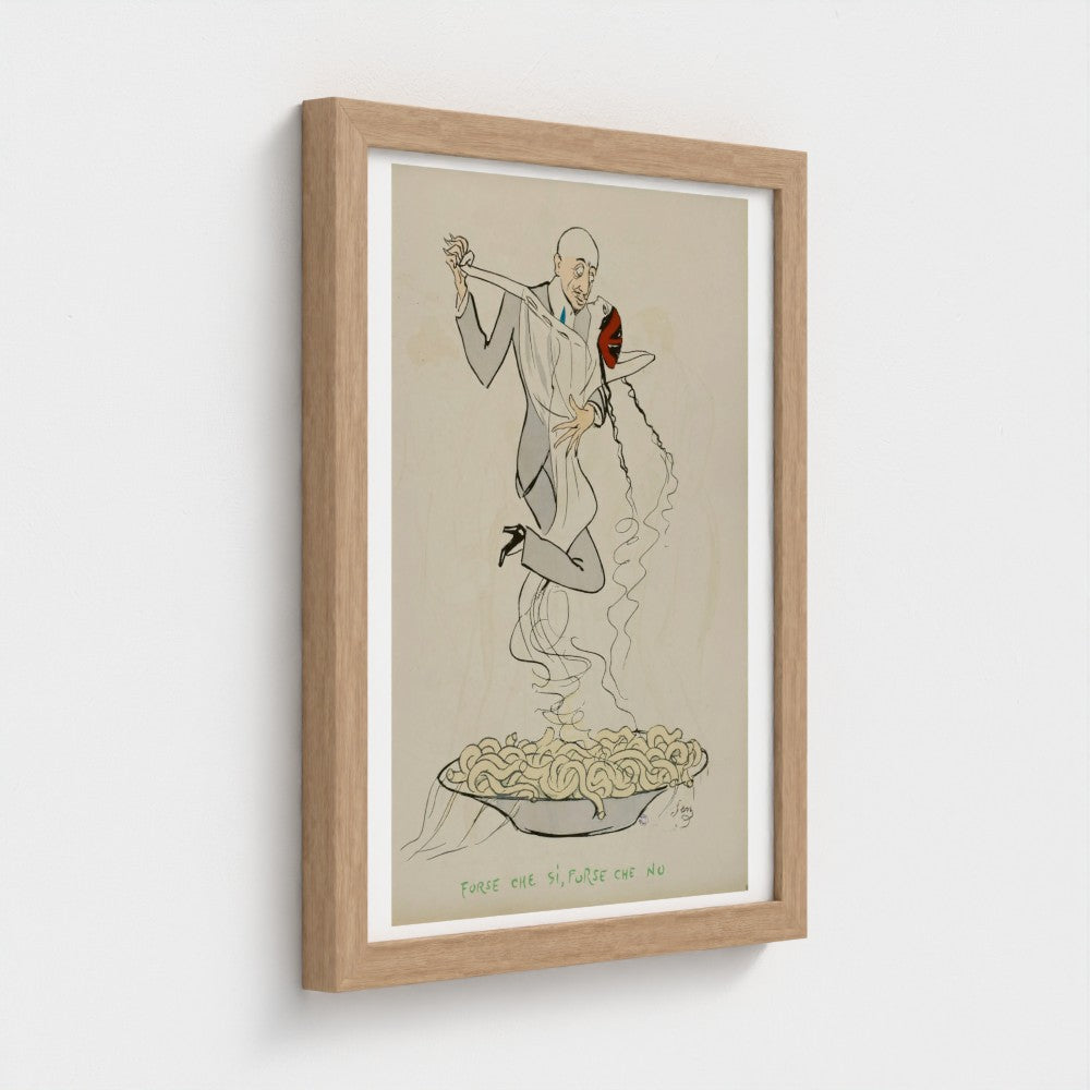 "Forse che si, forse che no" spaghetti illustration print (1913) by Georges Goursat aka SEM