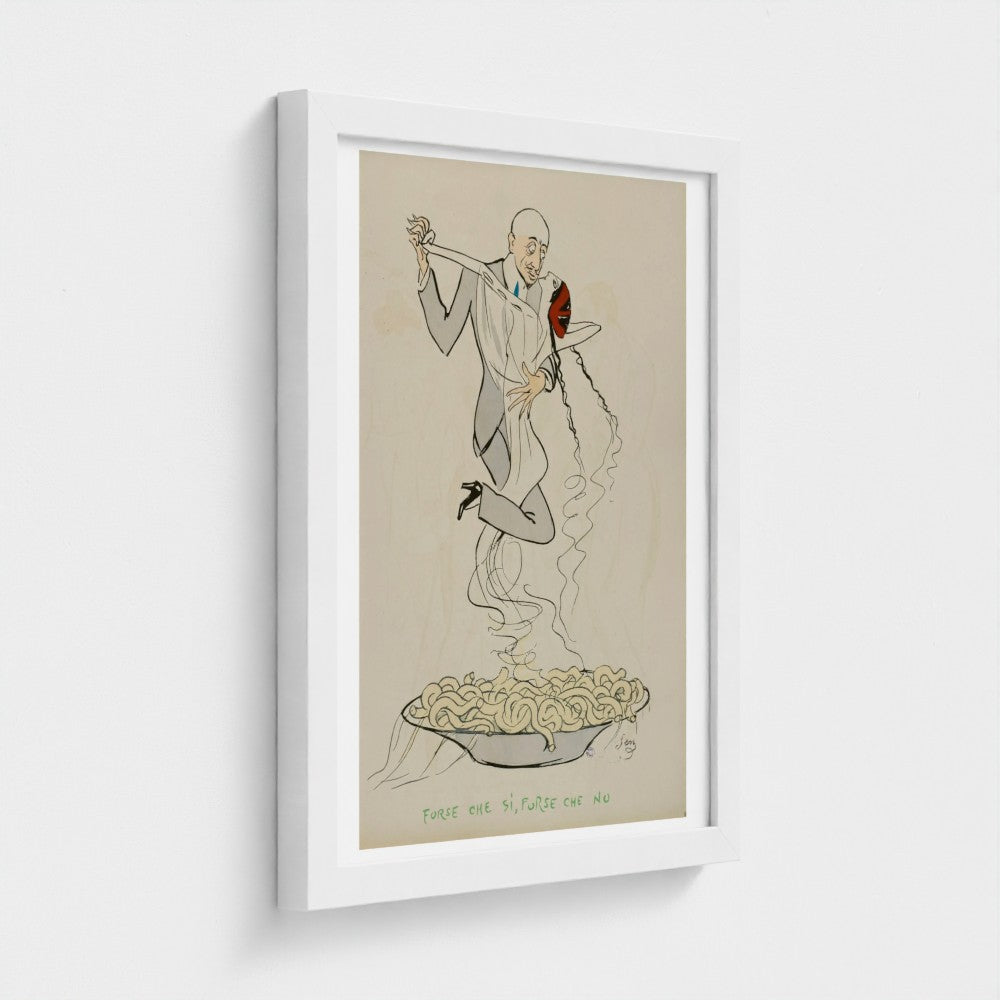"Forse che si, forse che no" spaghetti illustration print (1913) by Georges Goursat aka SEM