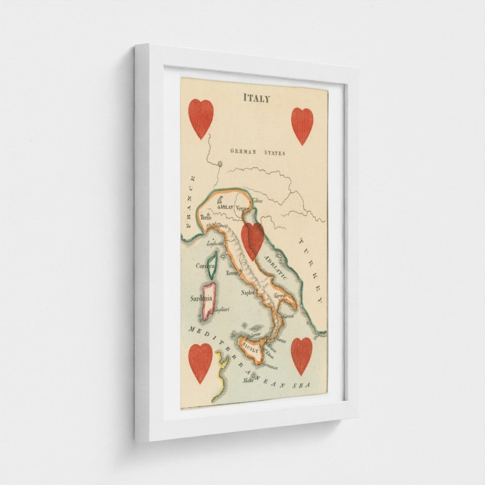 Vintage Italian  playing card print (c1850s) by William and Henry Rock