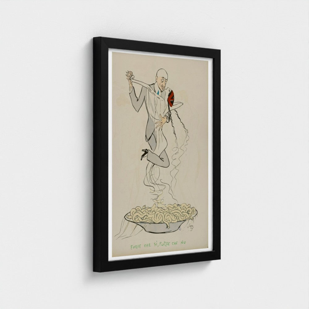 "Forse che si, forse che no" spaghetti illustration print (1913) by Georges Goursat aka SEM