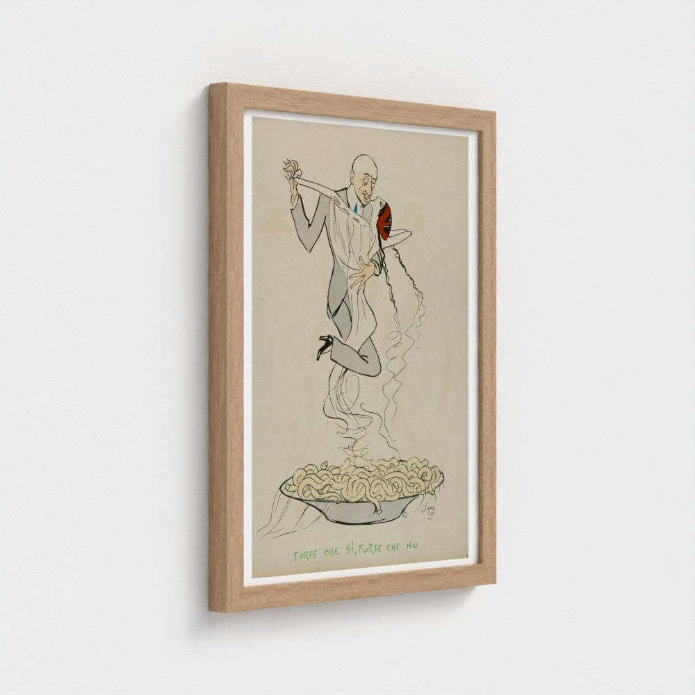 "Forse che si, forse che no" spaghetti illustration print (1913) by Georges Goursat aka SEM