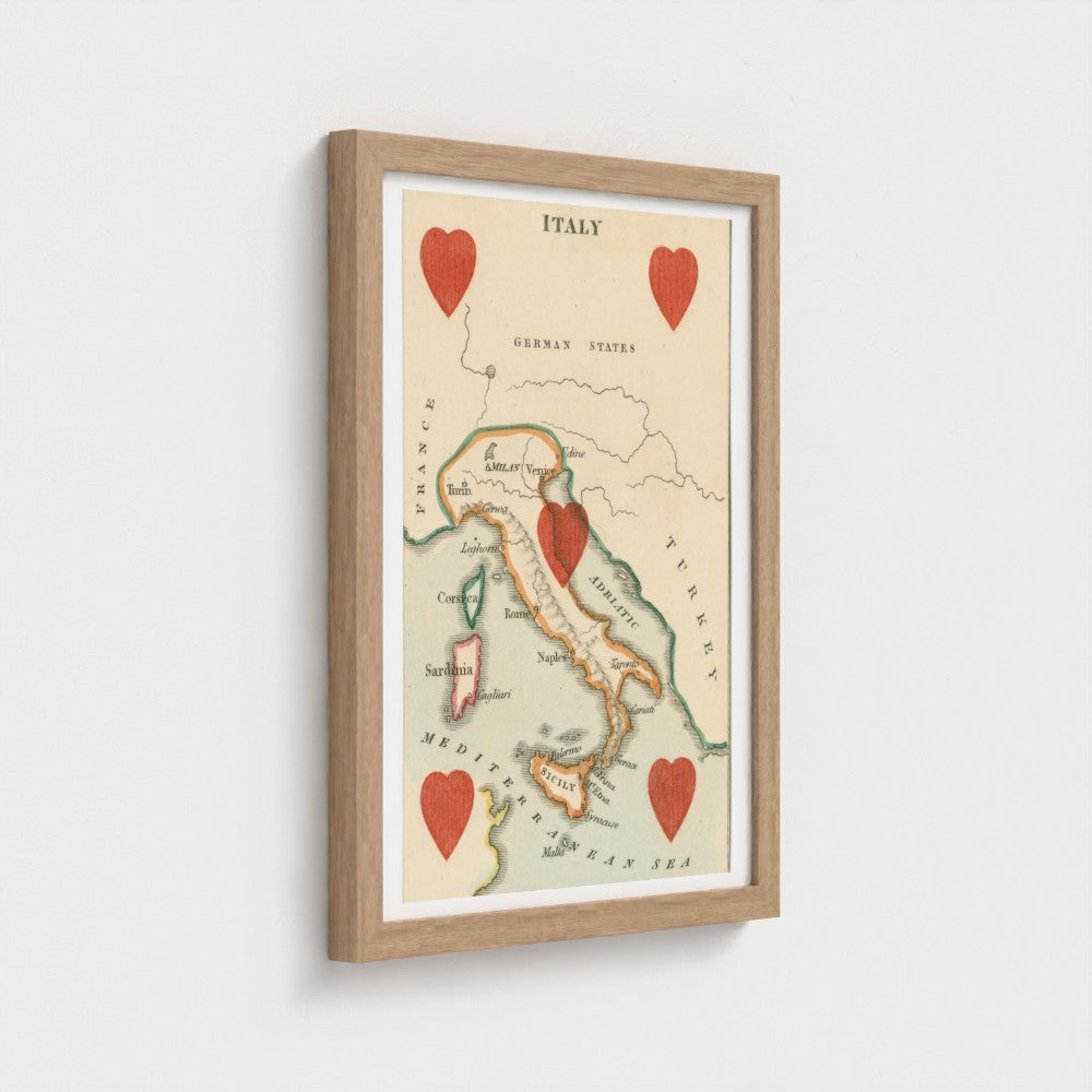 Vintage Italian  playing card print (c1850s) by William and Henry Rock