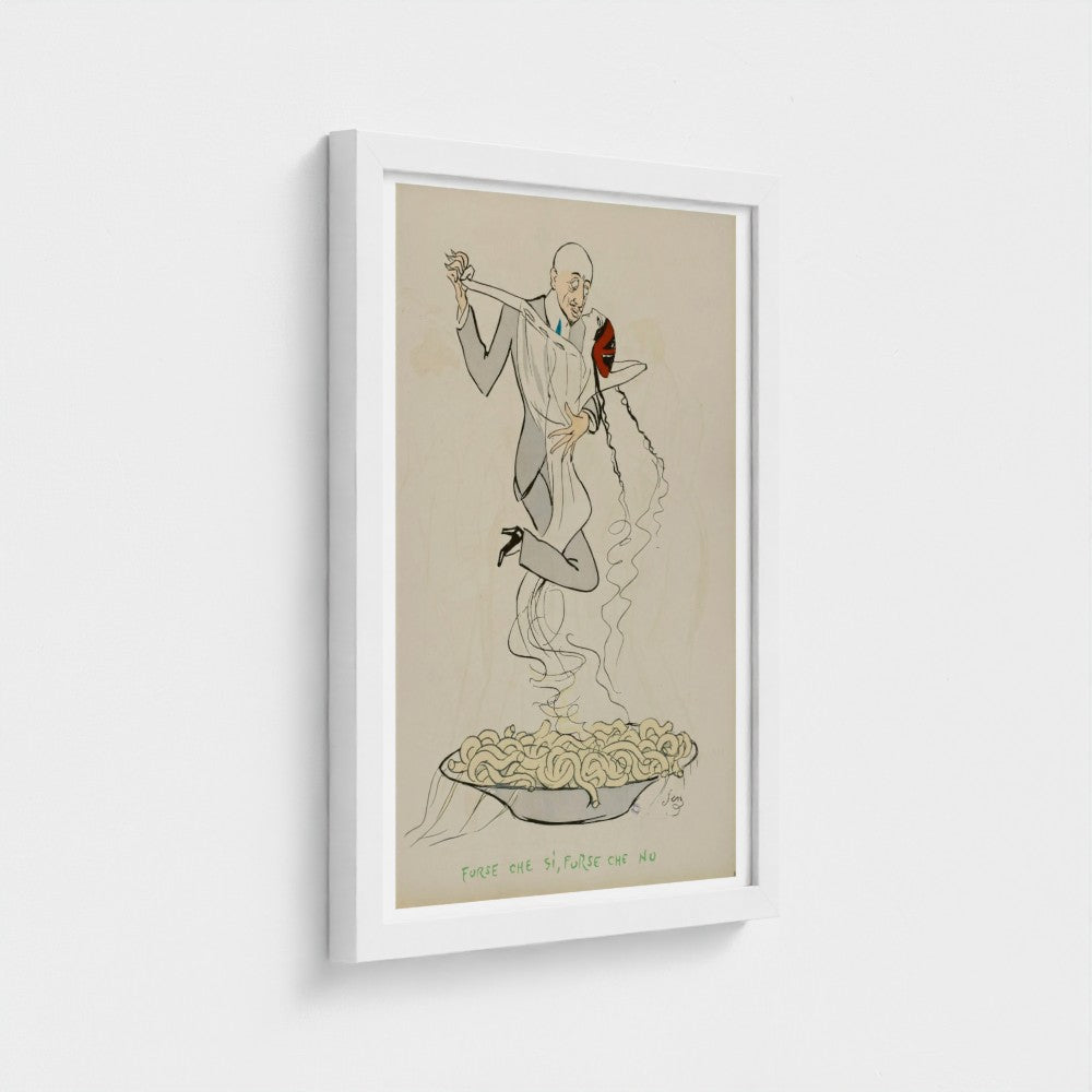 "Forse che si, forse che no" spaghetti illustration print (1913) by Georges Goursat aka SEM