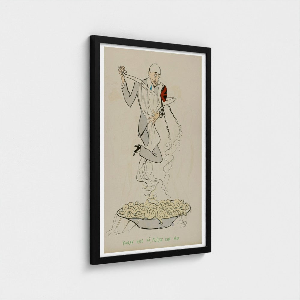 "Forse che si, forse che no" spaghetti illustration print (1913) by Georges Goursat aka SEM