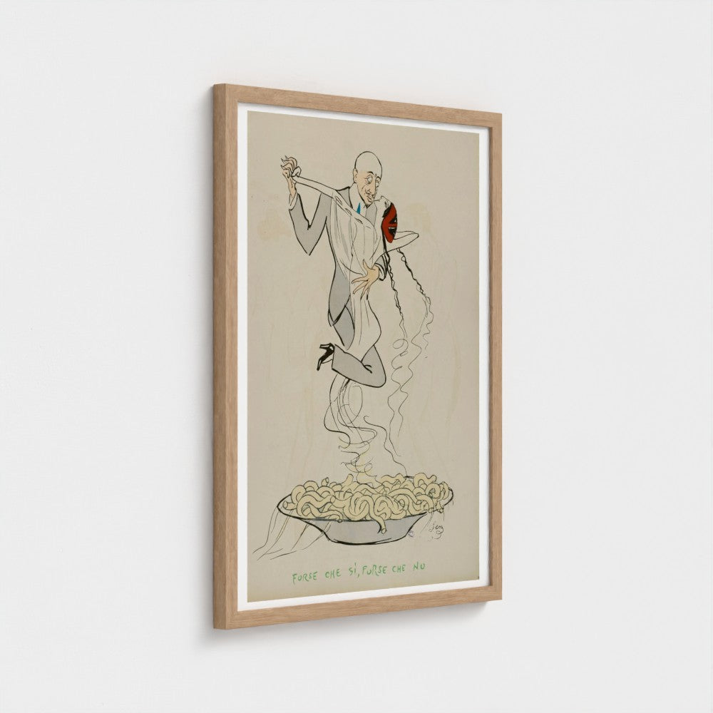 "Forse che si, forse che no" spaghetti illustration print (1913) by Georges Goursat aka SEM