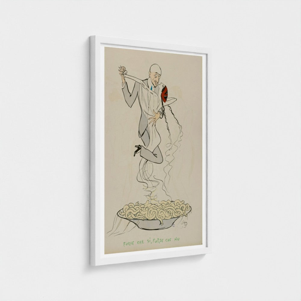 "Forse che si, forse che no" spaghetti illustration print (1913) by Georges Goursat aka SEM