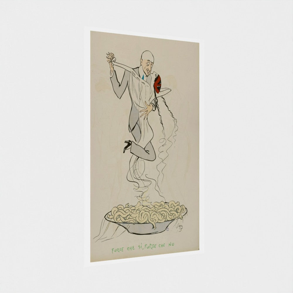 "Forse che si, forse che no" spaghetti illustration print (1913) by Georges Goursat aka SEM