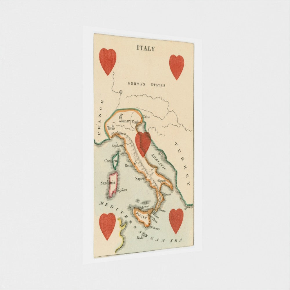 Vintage Italian  playing card print (c1850s) by William and Henry Rock